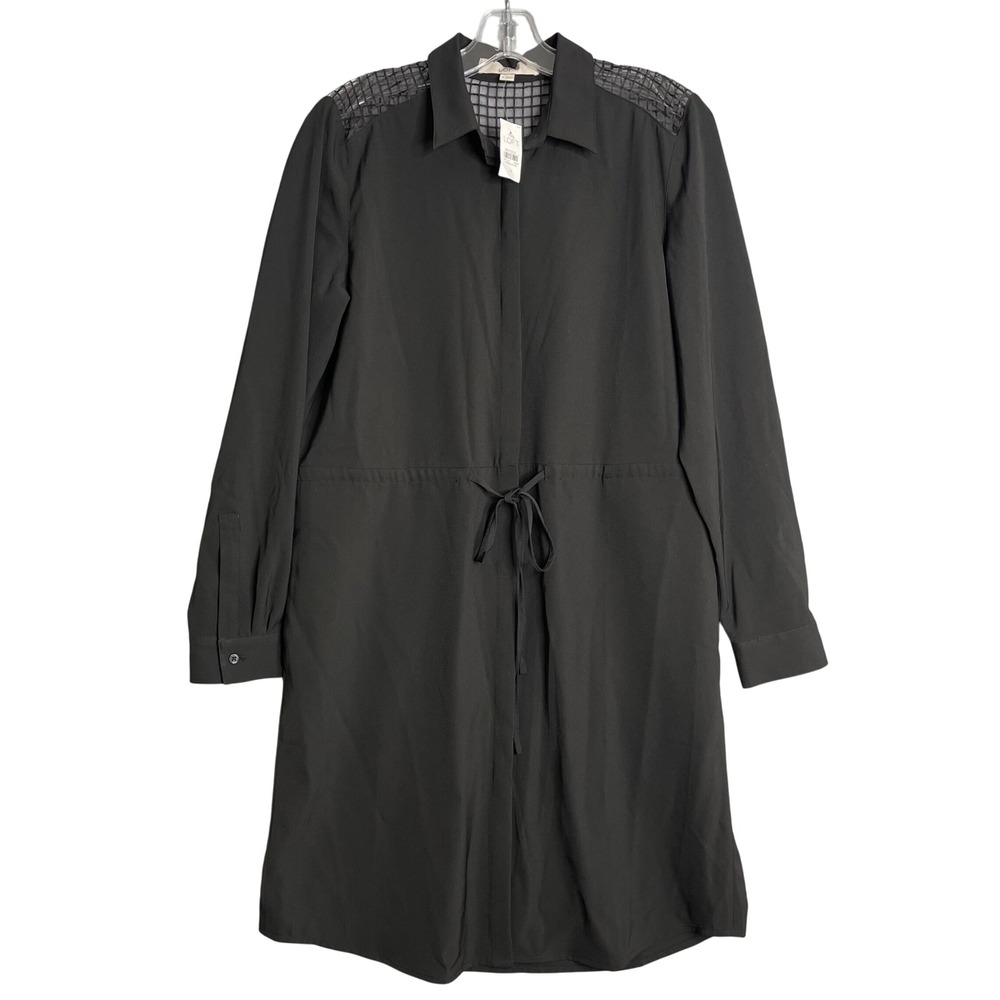 New Loft Shirt Dress Womens M Black Long Sleeve Classic Preppy Lightweight LBD